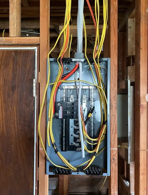 Panel rough-in with organized copper and labeled circuits